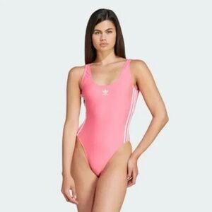 NWT ADIDAS Originals Swimwear Adicolor 3 Stripes One Piece Pink Womens Size 12